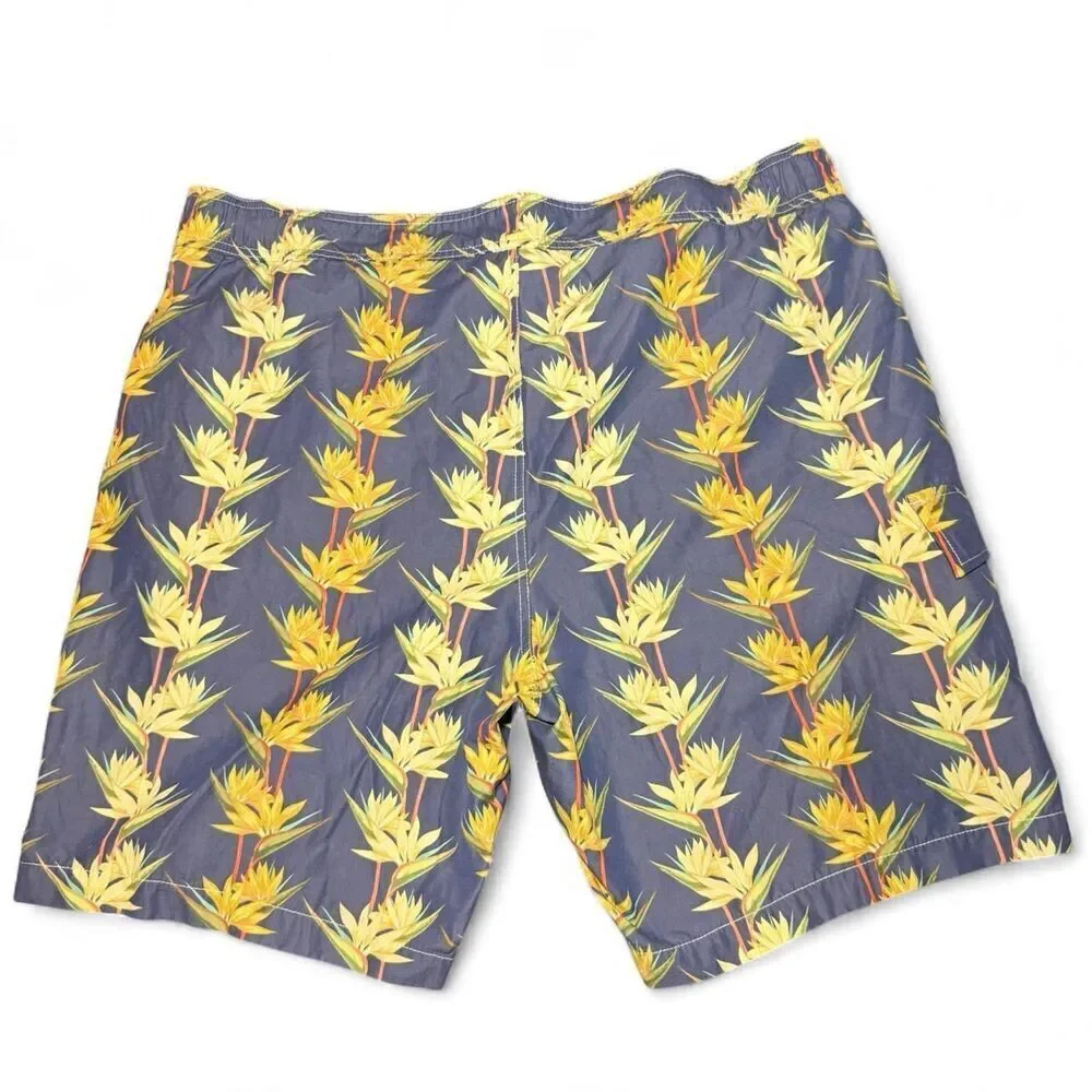 Tommy Bahama blue and yellow floral tropical swim trunks size XL